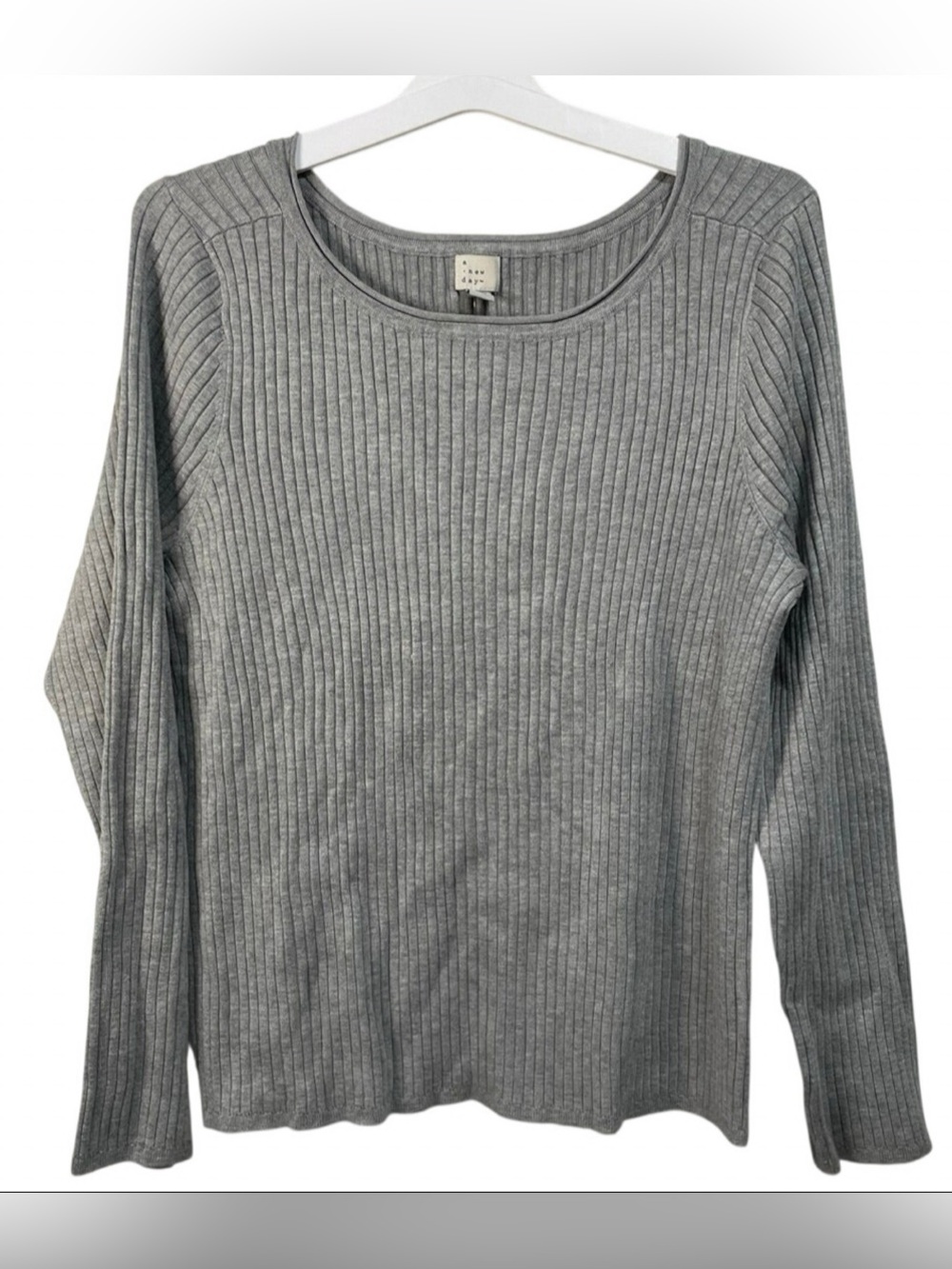 a new day Gray Ribbed Long-Sleeve Knit Top